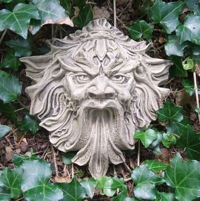 STEINFIGUR, GREENMAN, STEIN WAND RELIEF VICIOUS, GARGOYLE, STEINGUSS FROSTFEST