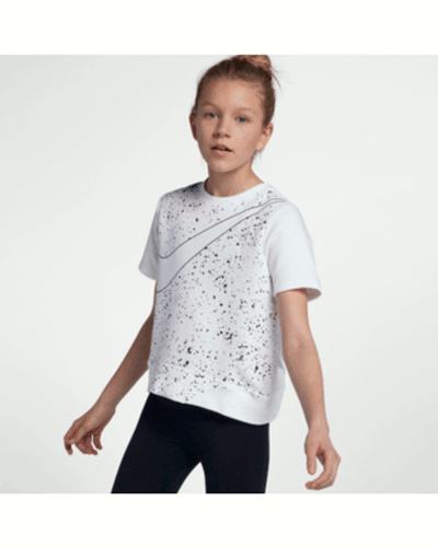 Nike Girls' White/Black Crewneck Wrap Back Sweatshirt (890544-100) Size L NWT - Picture 2 of 2