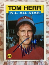 Tom Herr 1986 Topps Tiffany #702 All-Star St Louis Cardinals Signed Autographed