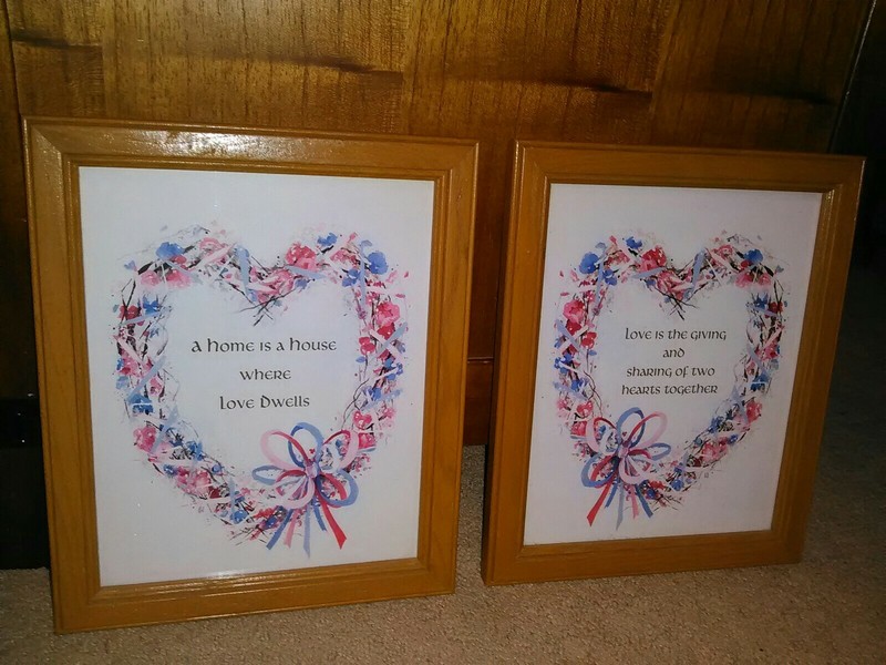 (2) Framed Wall Pictures Love Themed Prints * Great Decor! Brand New!