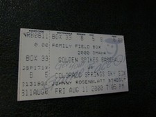 Aug 11, 2000 Golden Spikes vs Colorado Springs Baseball Ticket Stub