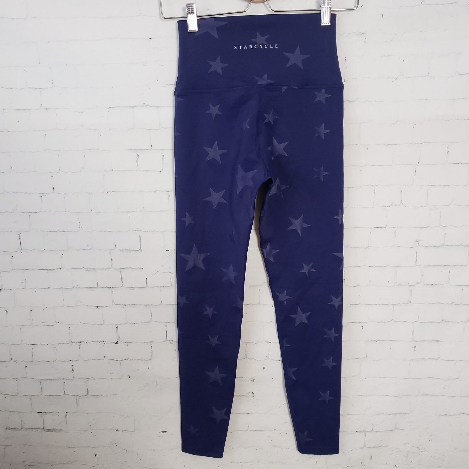 Star Cycle Leggings Size Small Dark Blue Star Print High Waisted Ankle Length