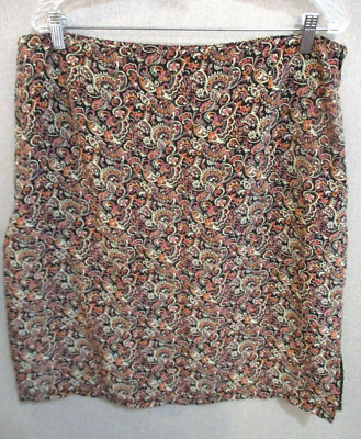 Jupe Droite En Soie Merona - Motif Paisley Coral Et Crème, Taille 12, Occasion