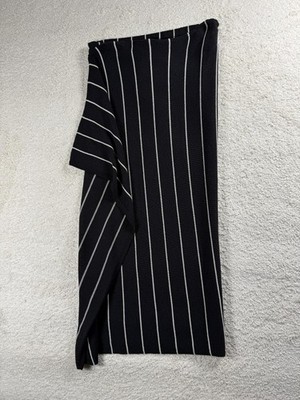 Massimo Dutti Skirt Womens Medium Black Striped Sweater Knit Wrap Long Maxi