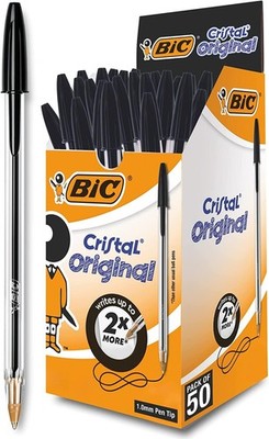 BIC Kugelschreiber Cristal Original, in Schwarz, Strichstärke 0,4 mm, 50er Pack