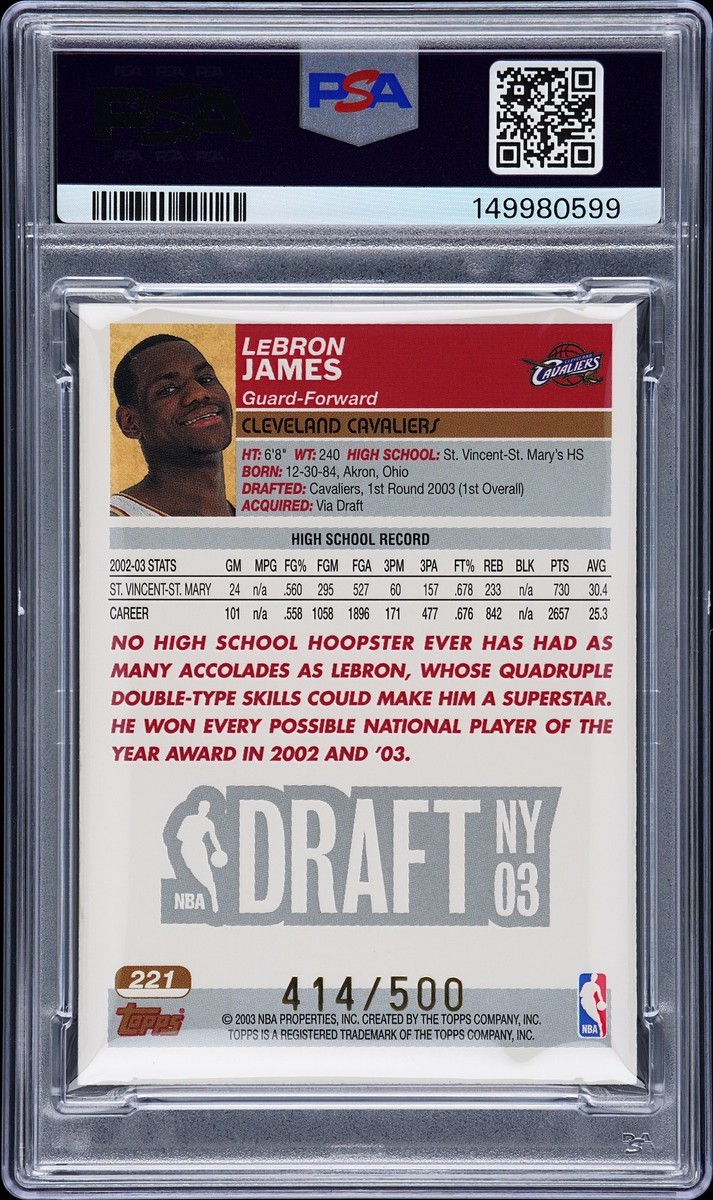 2003-04 Topps - Draft Pick LeBron James #221 Black /500 (RC) for