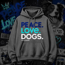 Sudadera con Capucha Gráfica Peace Love Dogs Amante del Perro Dueño de Mascotas Pullover Unisex