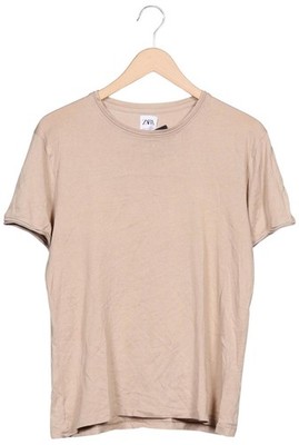 ZARA T-Shirt Damen Shirt Kurzärmliges Oberteil Gr. M Beige #py259nw