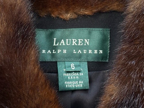 Cappotto donna vintage Lauren Ralph Lauren 100% pura lana pelliccia sintetica collo taglia 6/S - Foto 5 di 12