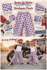 Vintage Baby Go Retro Size 18-24M Harlequin Wide Legged Pull On Pants USA Cotton — photo 2