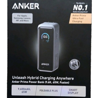 Anker Prime Power Bank 9600mAh 65W Fusion USB-C Foldable Plug Smart Display