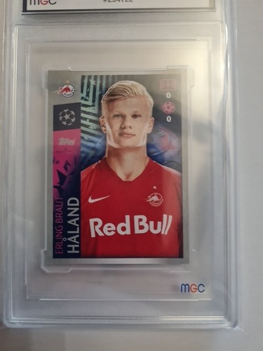 2019 Topps UCL Stickers UEFA Erling Braut Haaland PSA 9 come nuovo RC Rookie Card #419 - Foto 3 di 4