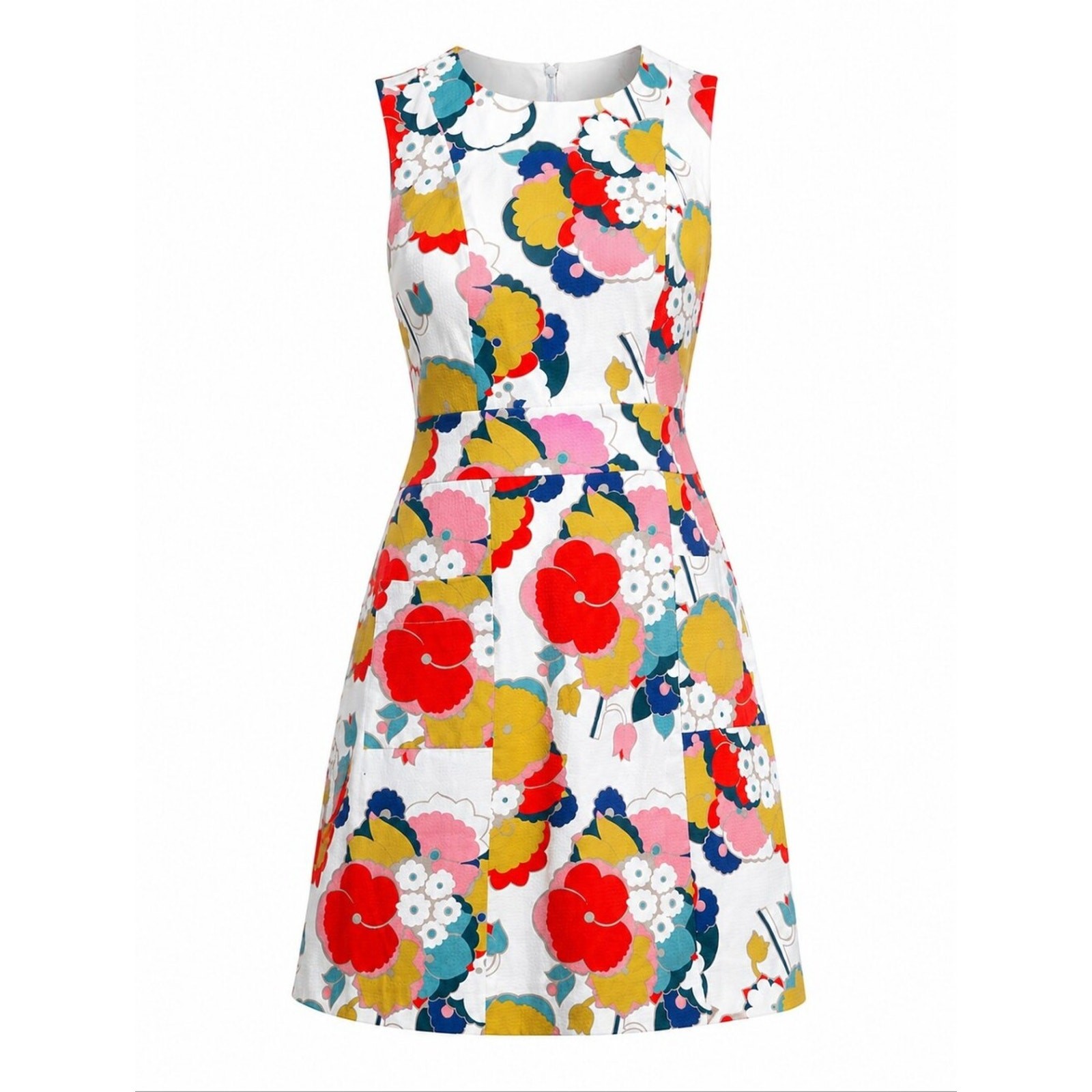 Boden Retro Pocket Dress  Multicolor Floral Print Dress With Front Pockets SZ 6