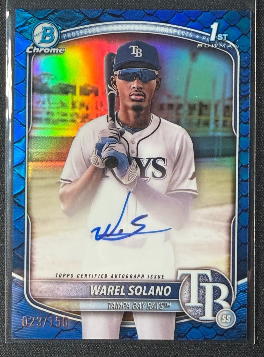 2025 Bowman Chrome 1st Warel Solano Blue Reptilian Refractor Auto /150