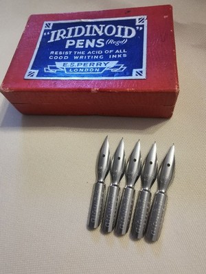 Schreibfedern X5 Vintage ES Perry Iridinoid 163f Sampo Dip Stift