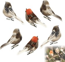Künstliche Federvögel Deko Clip Miniatur Ornamente 6 Stück bunt 10 cm