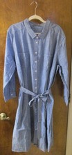 Signature Collection Women's Dress  Blue 100 Cotton Long Sleeve Belted Size 3X