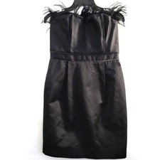 Carolina Herrera Rooster Feather Top Strapless Silk Blend Sheath Dress Black 10