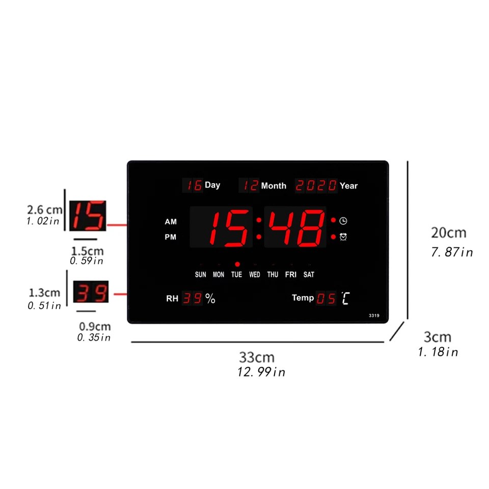 Digital Electronic Wall Clock Timer Calendar Silent Wall Clock for Farmhouse - Image 2 of 3