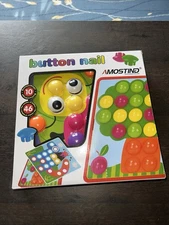 AMOSTING color matching BUTTON NAIL mosaic EARLY LEARNING pegboard TOY ages 2+