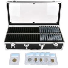 Aluminum Storage & Display Box Case Holds 50 PCGS NGC ANACS Coin Holders Slabs