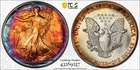 1987 Silver Eagle PCGS MS 66 with Stunning Rainbow Toning