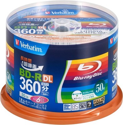 Verbatim Verbatim Blu-ray Discs, BD-R, 50GB, 50 Discs, White Printable, Sin