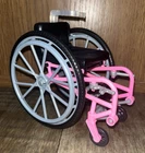 Barbie Doll Accessory Rolling Wheelchair Pink Black Silver ©2018 Mattel Preowned