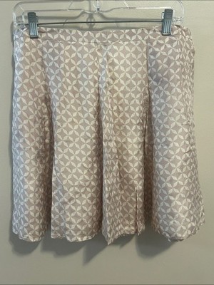 Refresh Geometric Print 100% Silk A-Line Pleated Skirt Size L