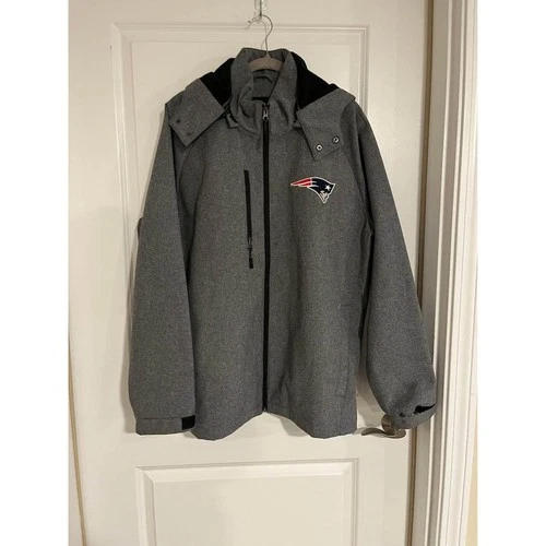 Hooded Grey NFL New England Patriots XL fleece lined jacket video thumbnail