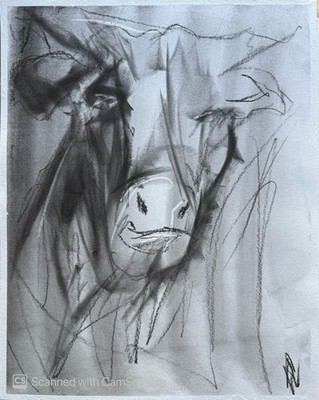 Abstract Cow Portrait 11x14 Pastel on Paper Farm Animal Art