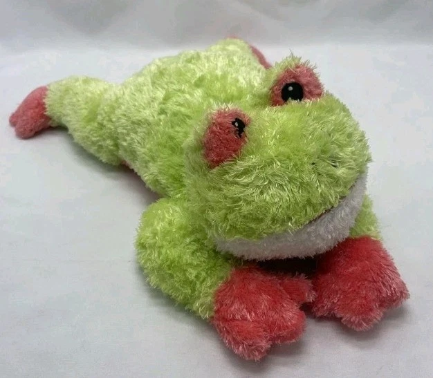 Rana de seda verde y rosa Ty Baby acurrucada con sonajero peluche vintage 2001 Foto 2 de 4