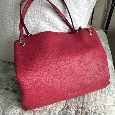 Michael Kors Pink Pebbled Shoulder Bag Double Handles Silver Hardware Logo