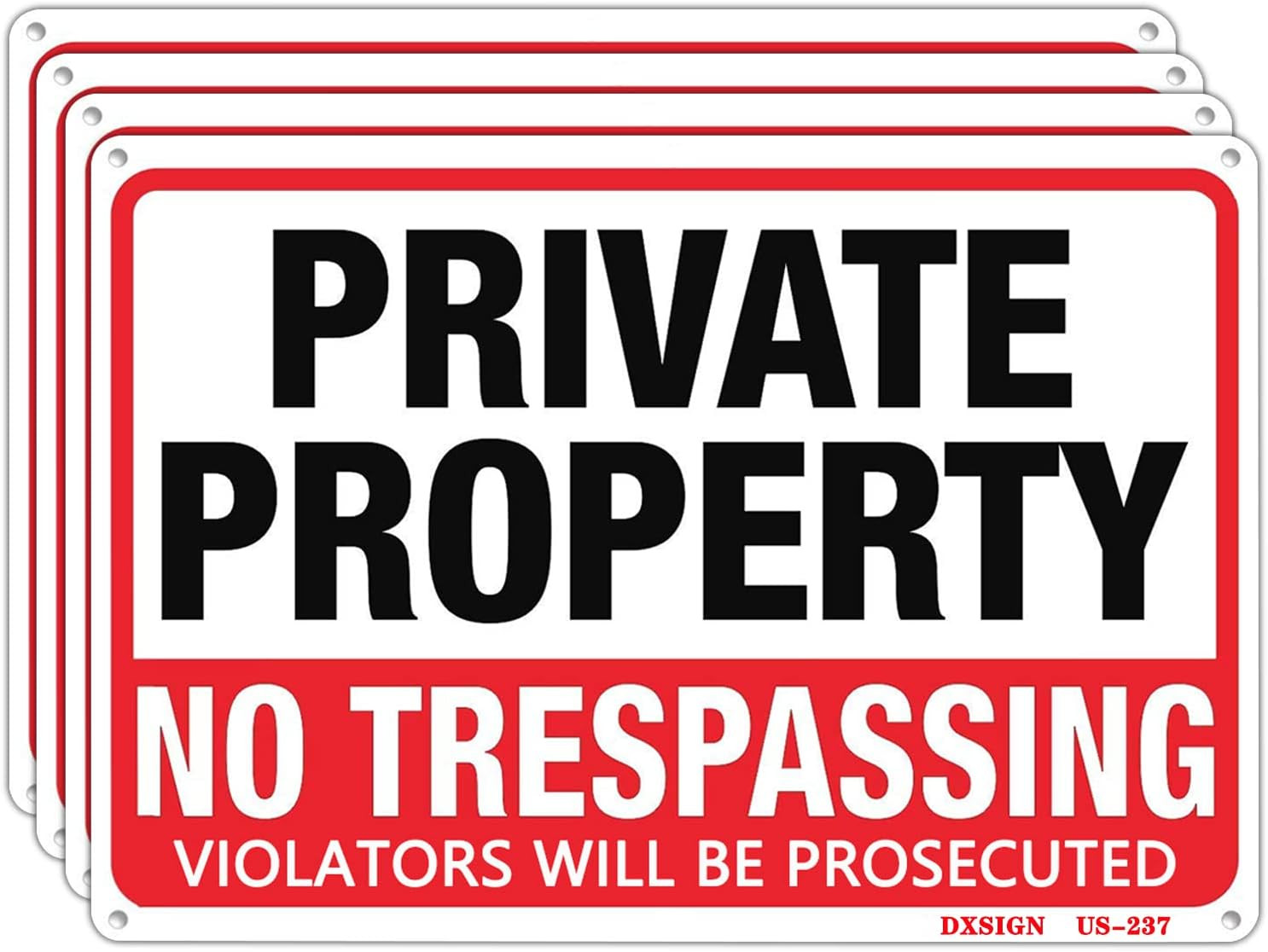 4 Pack Private  No Trespassing Sign Metal 10"X14" Rust Free 