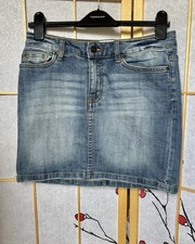 🍓🦋 Super Cute True Y2K Vintage Low Rise Mini Skirt - Blue Denim - Size Small
