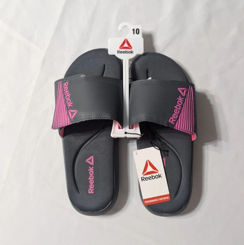 Sandali Reebok Slides donna grigio rosa caldo sportivi regolabili memory foam taglia 10