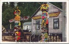 c1920s VANCOUVER ISLAND B.C. Canada Postcard "Totem Poles, Alert Bay" HHT Tammen