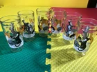 Set of 6 Vintage Anchor Hocking Butterflies Cats on Fence 6" Glass Tumblers Nice