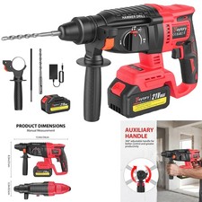 2 Batteries + Cordless Hammer Drill SDS Rotary Heavy Duty Electric Impact Hammer