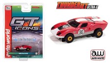 Auto World Thunderjet GT ICONS 1966 Ford GT40 LeMans Red 1/64 HO Scale Slot Car