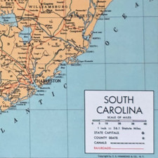 SOUTH CAROLINA State Map Counties Railroads Columbia Charleston 1940 Vintage Map