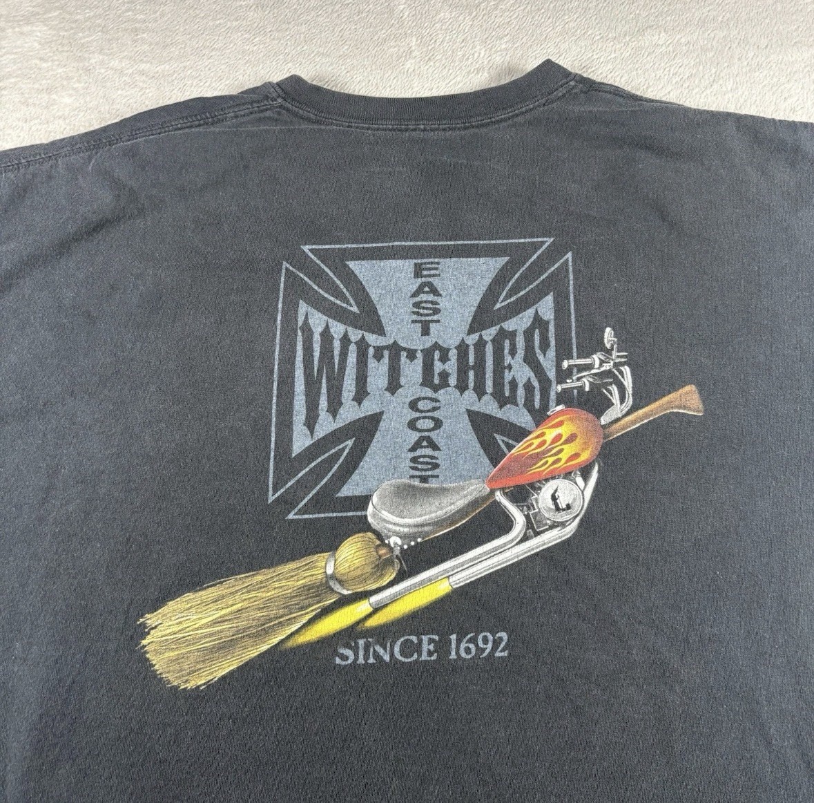 Vintage West Coast Choppers Witch Mens XL Black Fade T-Shirt Y2K