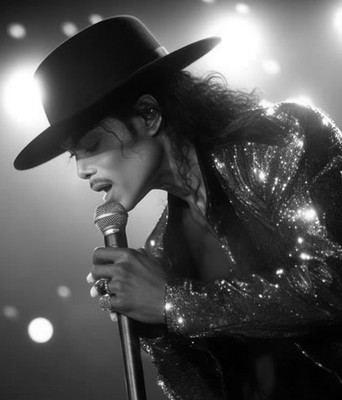 Michael Jackson Smooth Criminal Hat Microphone Stage Rare Poster Photo 11x14