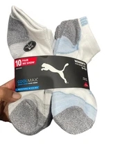 PUMA Women's No-Show Socks 10 Pairs CoolMax Moisture Wicking Size 5-9.5