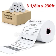 3-1/8" x 230' Thermal Paper Roll Cash Register POS Receipt Paper 10-100 Rolls US