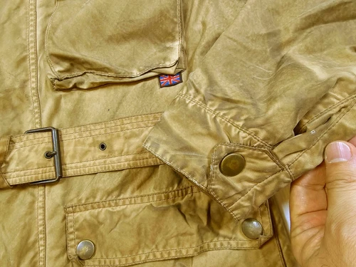 HOT VTG Men BELSTAFF TRAILMASTER BIKER PARKA BELTED KHAKI WAXED Jacket L (Fit M) image 11