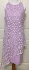 NWT Alex Marie size 4 purple sleeveless asymmetrical sheer overlay dress $148