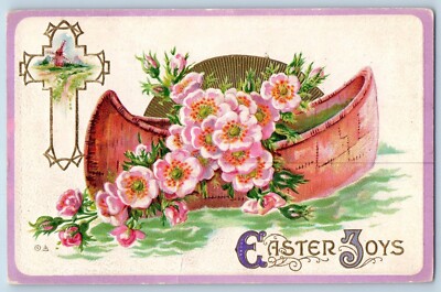 Reading Pennsylvania PA Postcard Easter Boat With Flowers Cross Nash Embossed