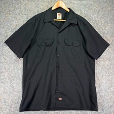 Dickies Flex Men's Shirt Black Button Up Short Sleeve Work Sz L Mechanic Uniform