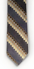  295 NEW MENS SILK TIE BARNEYS NEW YORK HAND MADE ITALY GRAY BROWN TAN TONES